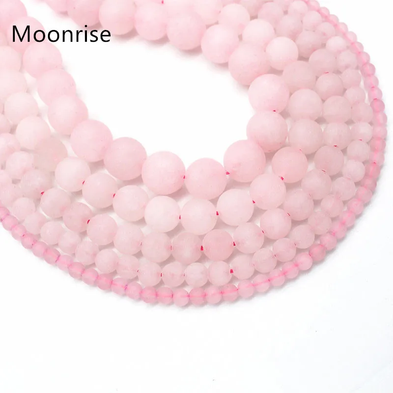 

Natural Matte Frosted Rose Quartz Gemstone Round Loose Bead Pink Crystal for Jewelry Making 1 Strand 4mm 6mm 8mm 10mm 12mm
