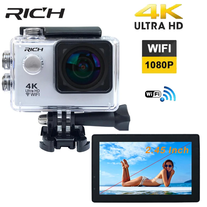 

RICH Sports Action Camera X5 Ultra HD 4K 170 Degree 2.45"LCD WIFI Sports Cameras Mini DV Helmet cam go Waterproof pro