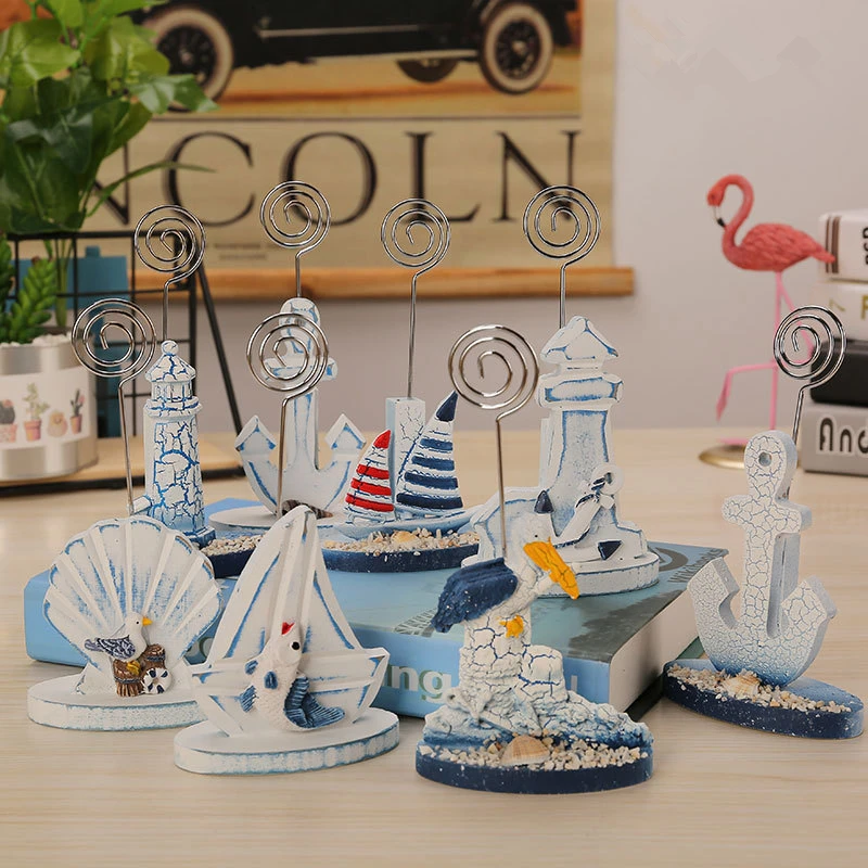 

Beach Style Wedding Party Place Card Holder Stand Number Table Menu Greeting Baby Picture Photo Clips Card Holder Stand