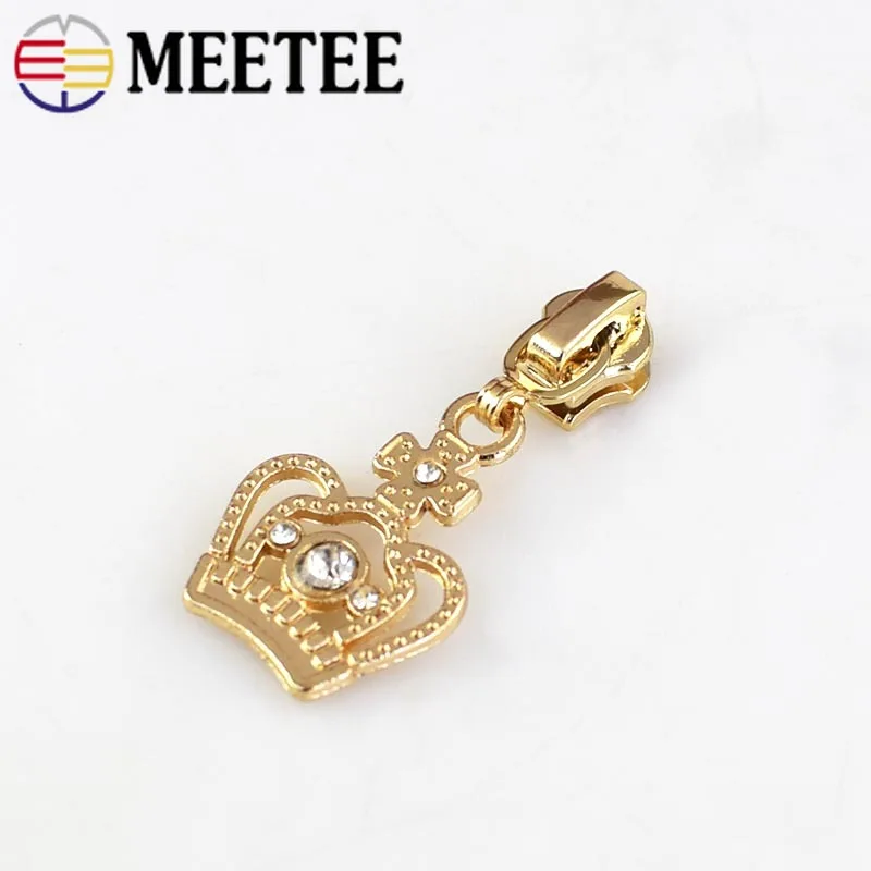 Meetee 5 шт. 3# Стразы металлические ползунки для молнии для металлической молнии куртка DIY сумки молния голова аксессуары для шитья одежды AP2325