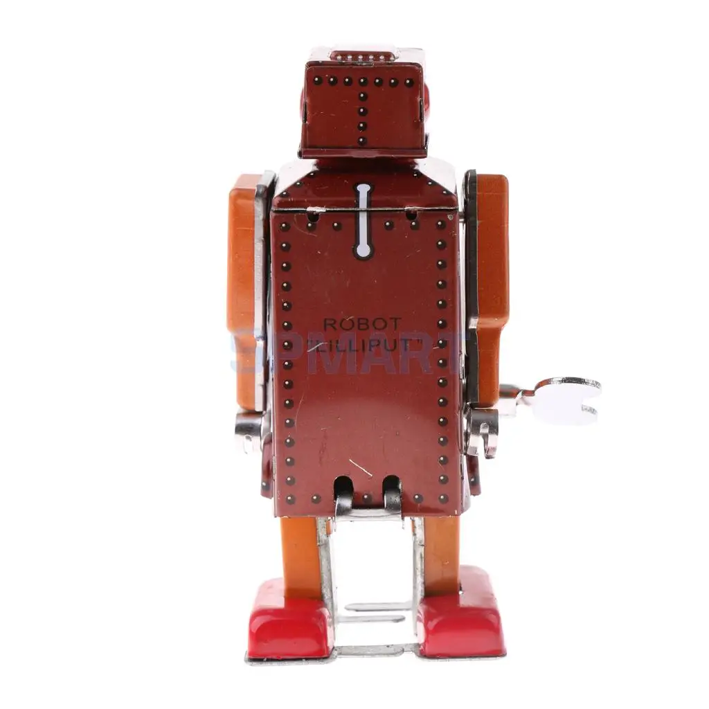 2pcs Vintage Wind Up Clockwork Mechanical Walking Robot Model Tin Toy Collections Kids Adult Gift Home Display Decor