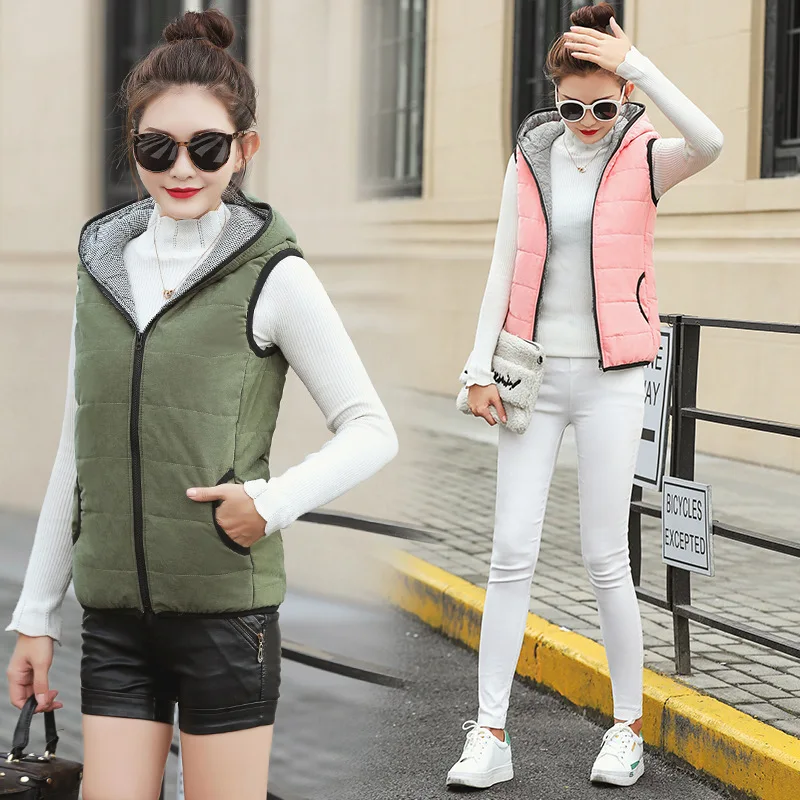 Achat Hiver couleur unie à capuche décontracté fermeture éclair amovible casquette gilet veste mode gilet 2019 automne et hiver nouveau Style sweats à capuche
