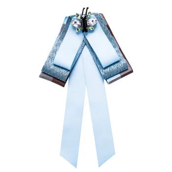 

New Fashion Sweet Cute Shirt Crystal Bee Bowtie Women Ribbon Satin Fabric Long Bow Ties Necktie Collar Female Party Duftgold