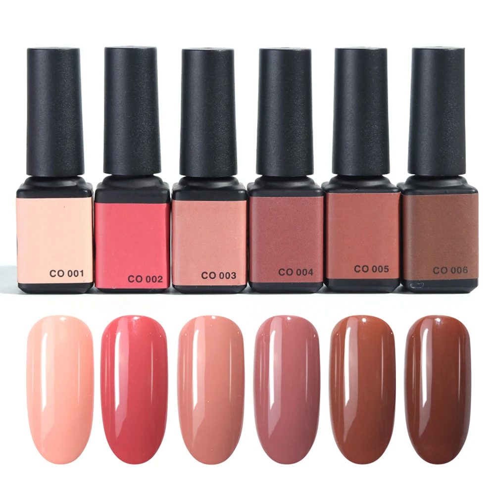 

6pcs Pure Color Nail Gel Caramel Coffee Soak Off Polish UV Gel Lacquer LED Lamp Semi Permanent Varnish Manicure Kit LACO01-06-1
