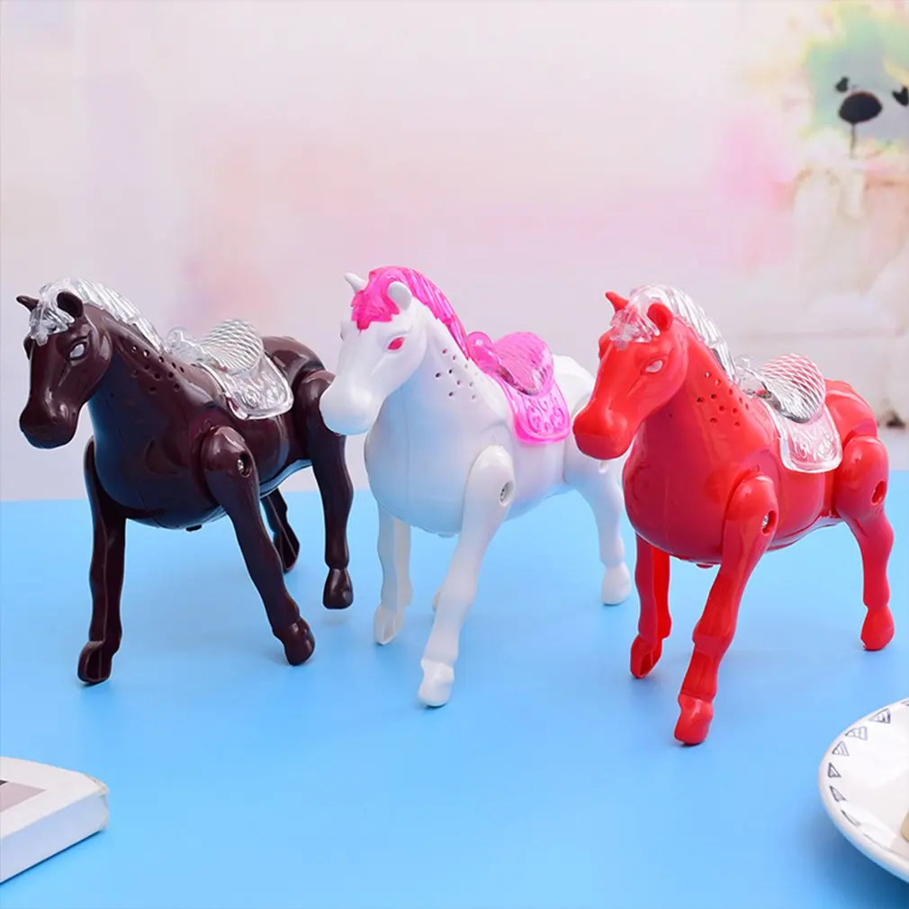 Милые животные электрическая игрушка Автоматическая ходячая лошадь с легкой музыкой детская обучающая игрушка подарок на день рождения Настольный орнамент