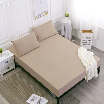 

Waterproof Polyester Fitted Sheet Solid Mattress Cover with Elastic Rubber Band Home Soft Bed Sheets Linens Protector Easy Clean