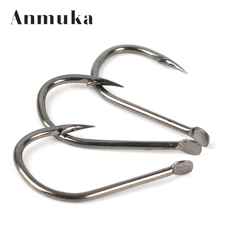 Anmuka 100pcs/box Carbon Silver/black Fishing Hooks 5#-12# Barbed Hook Winter Tackles Fish 31023 | Спорт и развлечения
