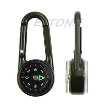 Открытый Многофункциональный походный Металлический Карабин Мини Компас Термометр брелок