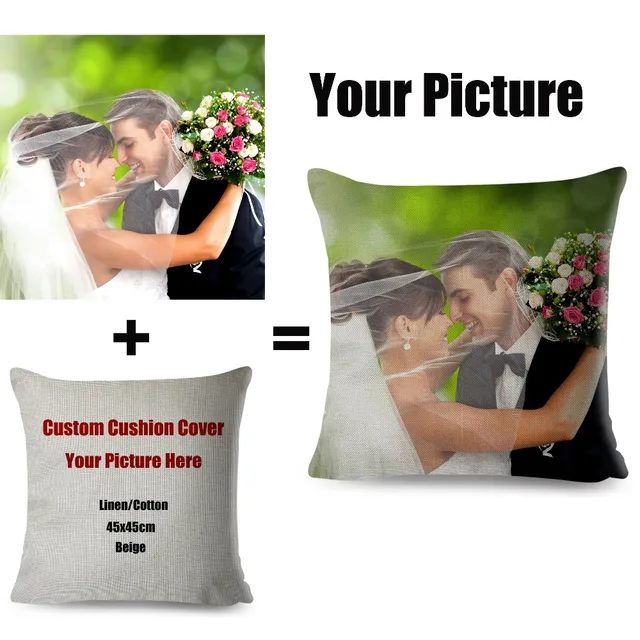 Picture Here Print Pet Wedding Personal Life Photos Customize Gift Home Cushion Cover Pillowcase Polyester Pillow Case 45*45cm 1