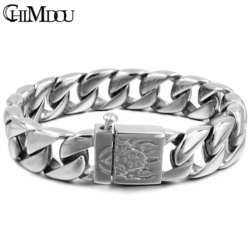 

CHIMDOU 2018 New Punk Mens Demon Chain Link Bracelets 316L Stainless Steel Bracelets & Bangles wholesale AB442