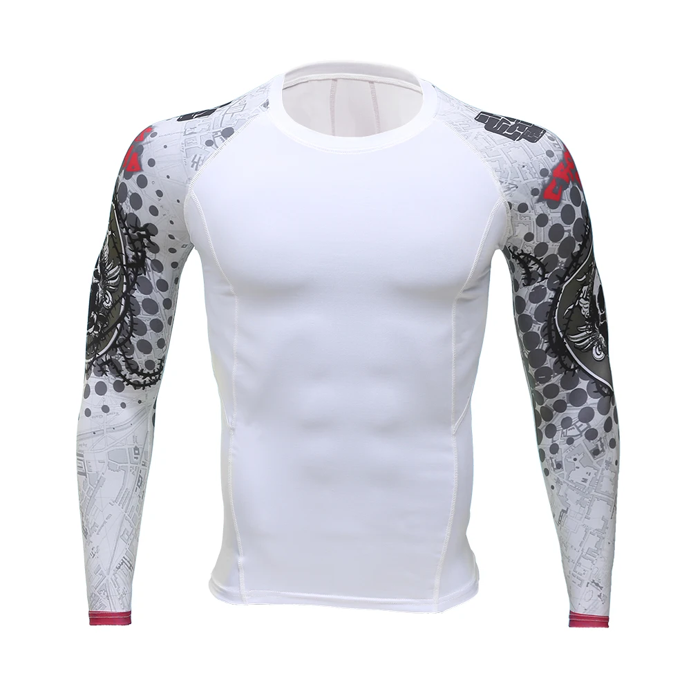 Мужская футболка с 3D принтом, компрессионная футболка для спортзала и бега, дышащий спортивный Рашгард с длинным рукавом, Джерси