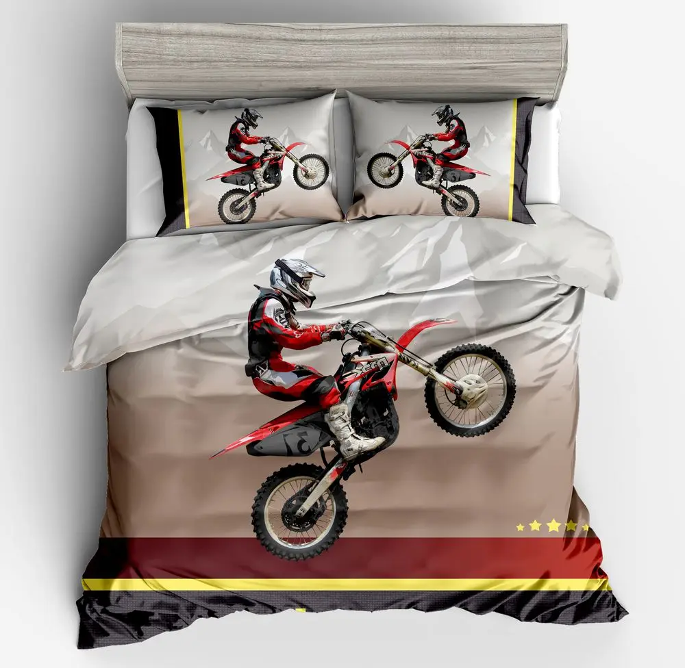 3d комплект постельного белья дизайн мотоцикла принт пододеяльник набор с наволочкой пододеяльник лучший подарок постельное белье
