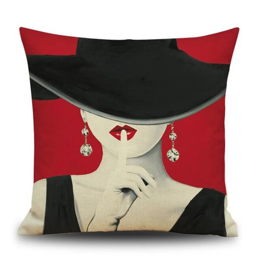 cheap Square Retro Fashion Girl Nordic Decorative Velvet Cushion Cover Vintage Home Decor Chair Sofa Throw Pillow Case Cojines e1148