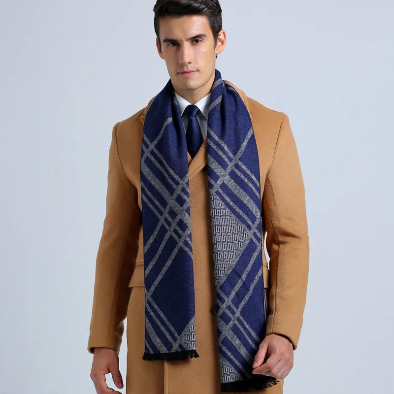 Wholesale Winter Cotton Scarves Brand Men Business Scarf Casual font b Tartan b font Jacquard Scarfs