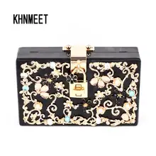 Красная сумка-клатч на багажник, модный бренд, бриллиантовый рельеф, акриловый замок, роскошный клатч, сумка для выхода, клатч, вечерние кошелек сумка