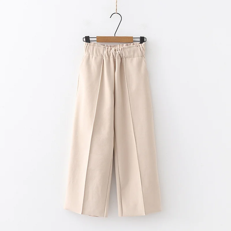 

Autumn winter Korean woolen trousers nine legs straight pants casual pants wide legs and trousers Office Lady high waist pants
