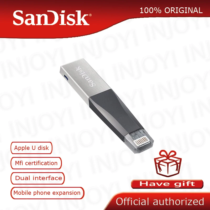 

100% Original Genuine SanDisk OTG USB Flash Drive 128GB Pen Drive 3.0 PenDrives double interface for iPhone iPad APPLE MFi