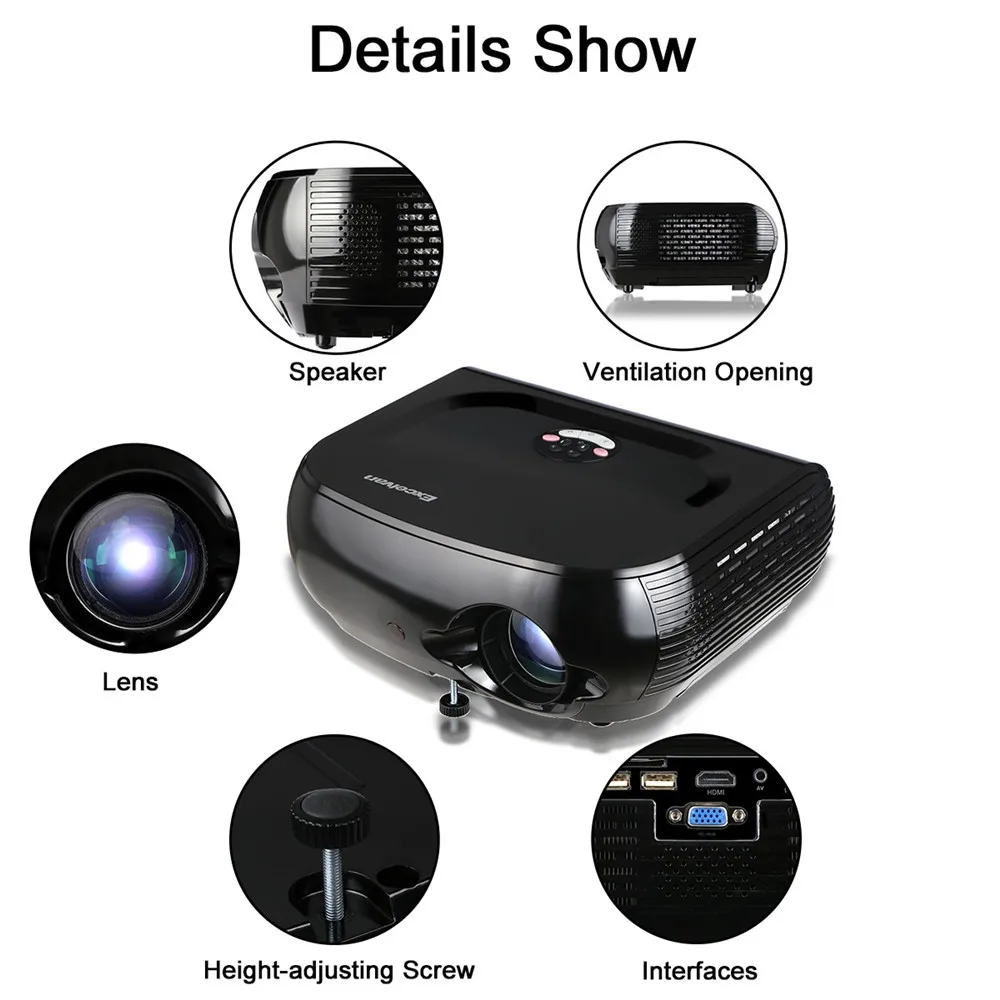 Excelvan W1 портативный проектор мультимедиа AV/VGA/HDMI/SD 2800 LED домашний кинотеатр
