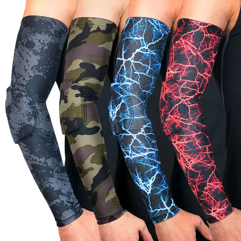 

1PCS High Elastic Gym Sports Long Arm Sleeve Support Basketball Shooting Elbow Arm Warmers Pad For Men Women Honeycomb Anti-Slip