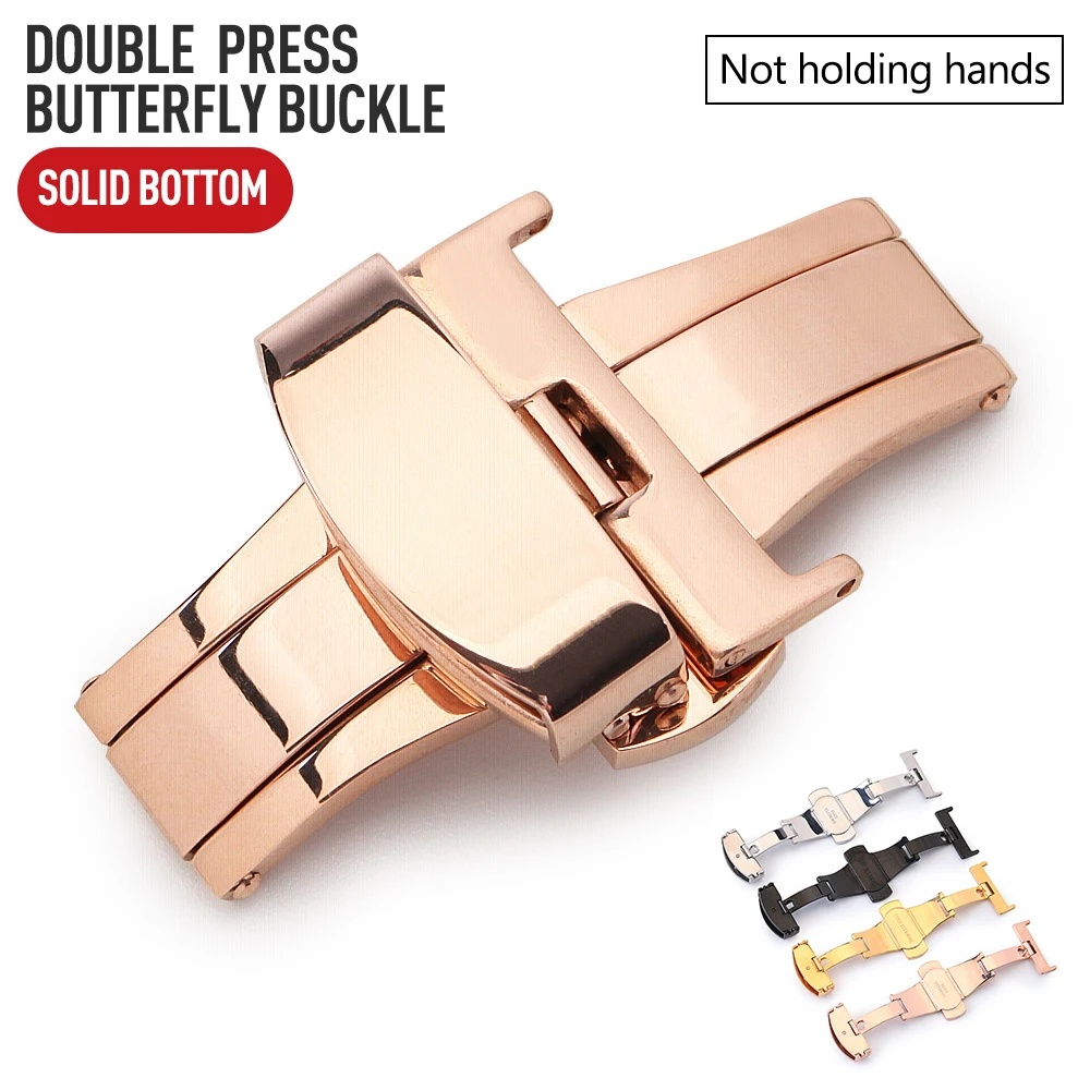 10 24mm New Quality Gold Black Stainless Steel Butterfly Buckle For