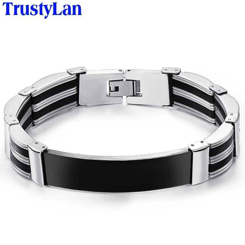 

TrustyLan Stainless Steel Bracelets For Man Best Friends Men's Bracelet High Quality Silicone Bands Aliexpress Mens Bracelets