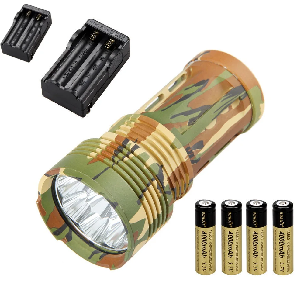 

Skyray 20000 lumens 9T6 led flashlight 9x Cree XM-L T6 5 Mode Tactical Bike Torch Lanterna 4 Color+ 4x 18650 Battery+ 2x Charger