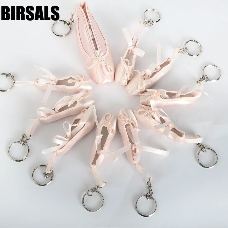 girls child professional satin ballet pointe shoe coin purse ballerina keyring wallet ballet key ring gifts key chain kids022
