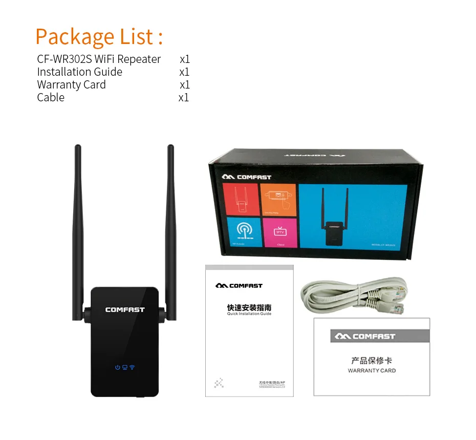 internet wifi amplifier Comfast CF-WR302S Wifi Router Repeater 300M 10dBi Ăng Ten Wi Fi Lặp Tín Hiệu 802.11N/B/G Roteador wi-Fi Rang Extende best wifi 6 mesh router