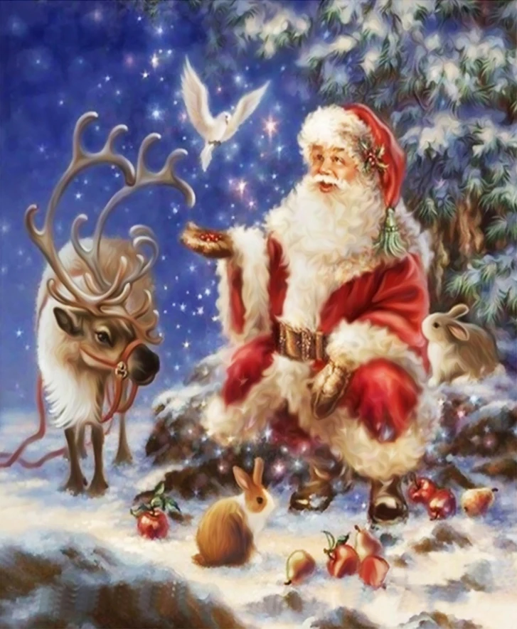 Полностью Квадратный бриллиант, 5D картина вышивка крестиком Санта Клаус на Рождество Подарочная Алмазная мозаика рукоделие художественное украшение - Цвет: 0382