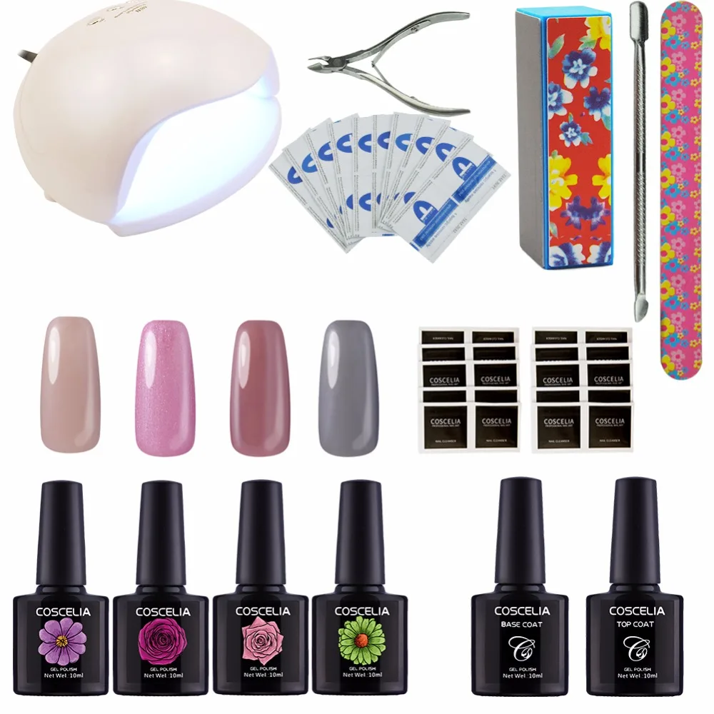 48W UV LED Lamp & 4 pc UV Gel Nail Polish Lacquer Nail Art Kit Manicure