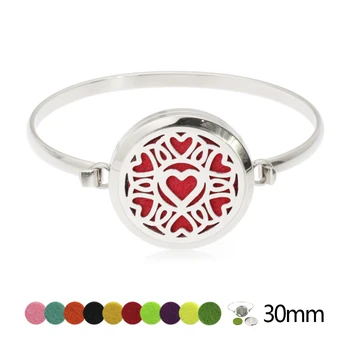 

Top Quality Aromatherapy Bangles Round Essential Oils Diffuser Stainless Steel Bracelet Bangles Hollow Diffuser Locket Bracelet