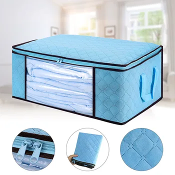 

Large Foldable Storage Bags Clear Window Handles Zippers Closure for Closets Blankets Clothes DC156