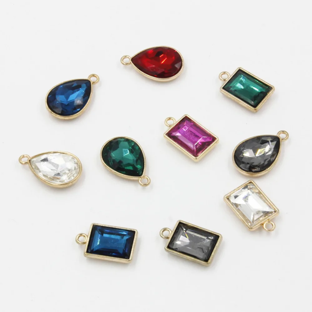 6PCS Cube Crystal Beads Bracelet Pendant Jewelry Findings DIY Crafts