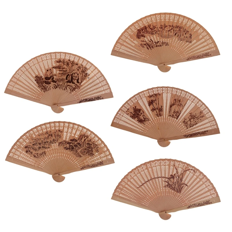 

2019 Chinese Style Wooden Decorative Fan Hand-Crafted Openwork Personal Folding Fan Wedding Decoration Birthday Home Gifts