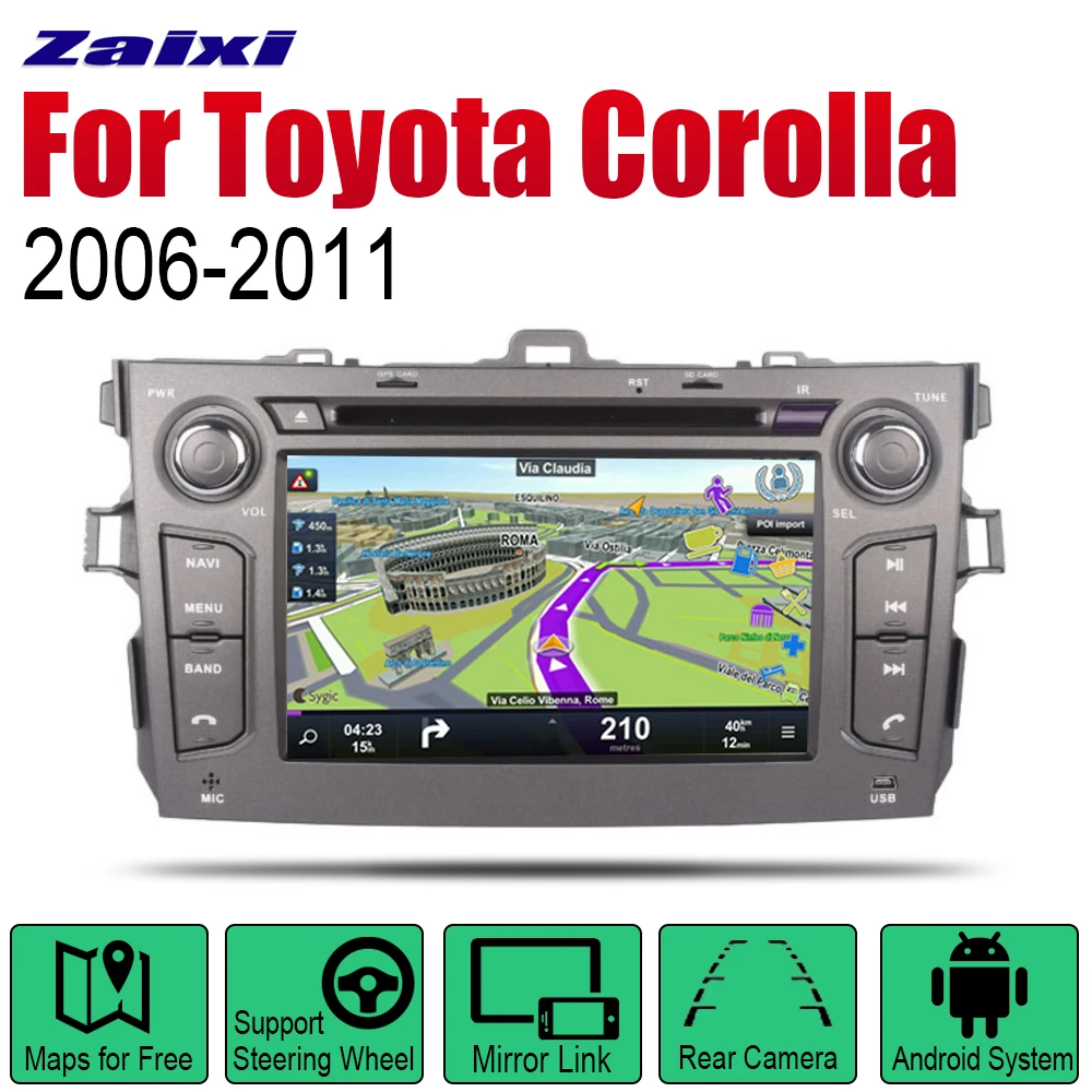 

ZaiXi Android Car DVD GPS Navi For Toyota Corolla 2006~2011 player Navigation WiFi Bluetooth Mulitmedia system audio stereo EQ