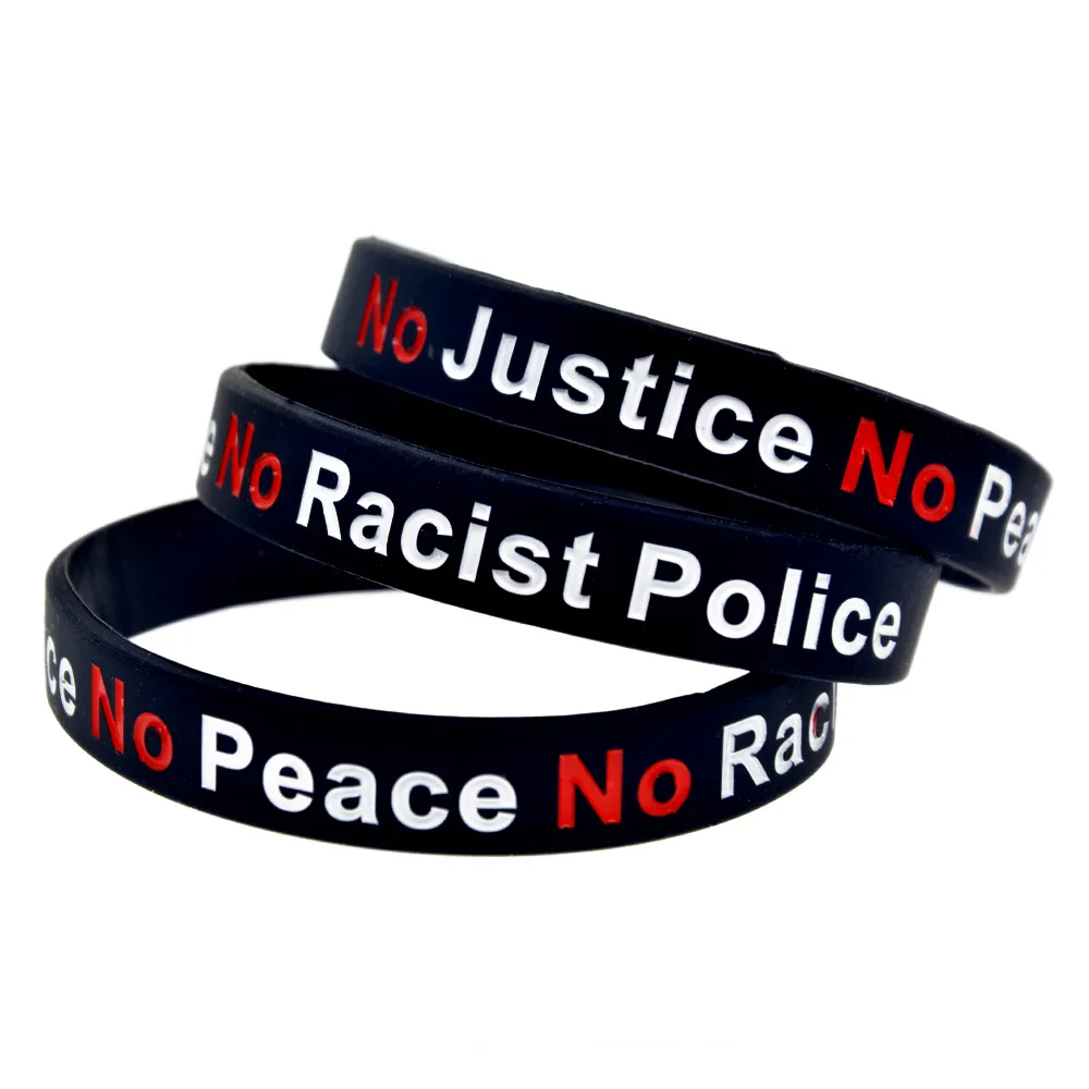 1PC No Justice No Peace No Racist Police Slogan Silicone Rubber Wristband  Black - AliExpress Jewelry & Accessories