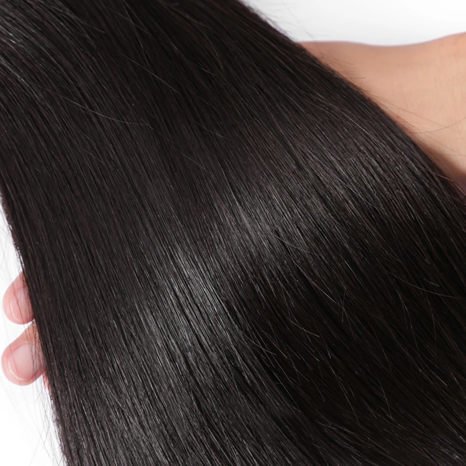 36, 38, 40 дюймов бразильские вплетаемые пряди волос с фронтальной кружевной застежкой необработанные натуральные прямые человеческие волосы для наращивания