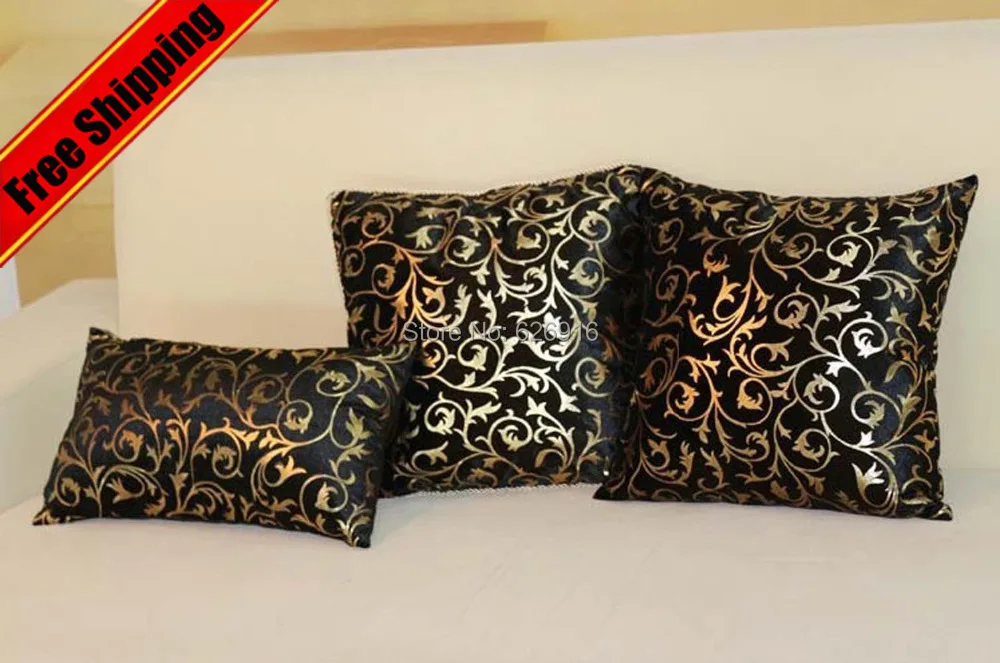 Gold Hot Dye In Velvet Black Color Couch Pillow Case Sofa Throw Gold Hot Dye In Velvet Black Color Couch Pillow Case Sofa Throw Cushion Cover Home Decorate Free Shipping Whole From