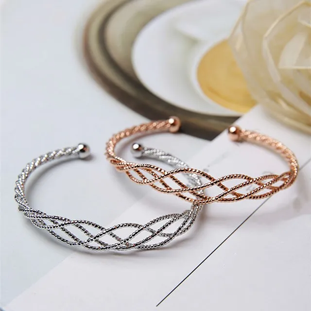 

2019 Europe Fashion Jewelry Woven mesh bracelet 2 Colors Crystal from Swarovski Simple temperament Fit Women and female