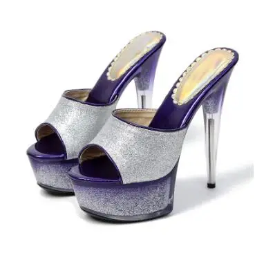

17cm high heel platform open toe women slippers Ladies mixed-colors peep toe super high thin heel shoes Female outdoor slides