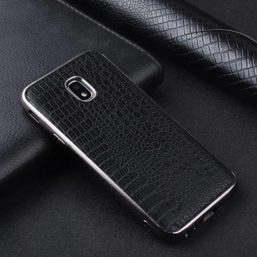 

Coque Case For Samsung Galaxy J3 2017 Europ Version J330 cover shell luxury crocodile PU leather E-plated vintage retro style