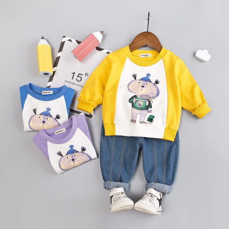 

Autumn Children Fashion Clothes Kids Cotton Casual Suit Baby Boys Girls Cartoon Long Sleeve Pants 2 Pcs/SetsToddler Tracksuits