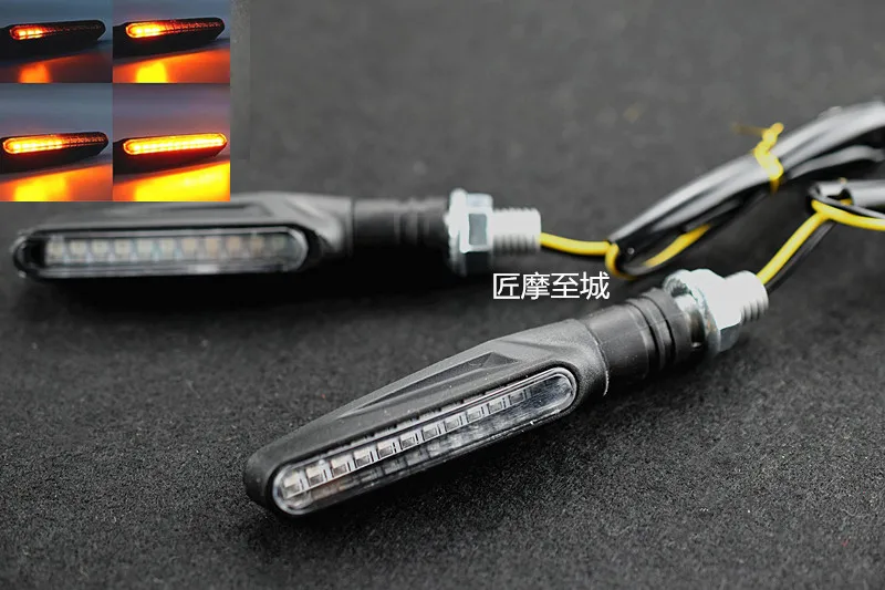 

Universal Flexible flowing water flicker LED Motorcycle Turn Signal Light motorbike indicator Amber lamp Flashers foldable