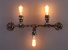 Water Pipe Retro Loft Industrial Vintage Wall Lamp With 3 Lights Fixture LED Stair Light Edison