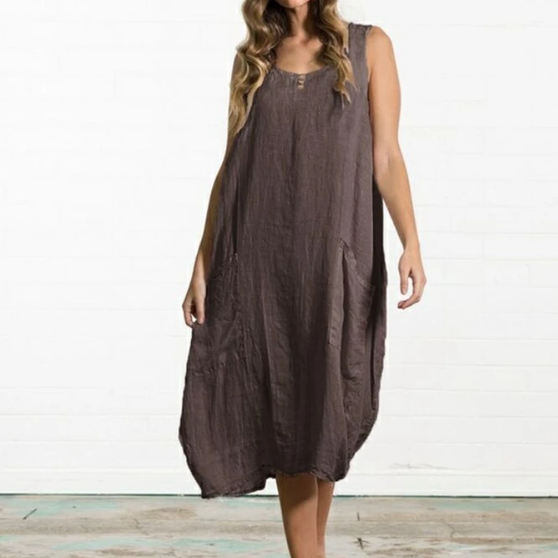 Women's plus size dress plus size 5XL 6XL 7XL 8XL summer round neck sleeveless casual loose large size pocket blue dress Women's plus size dress plus size 5XL 6XL 7XL 8XL summer round neck sleeveless casual loose large size pocket blue dress