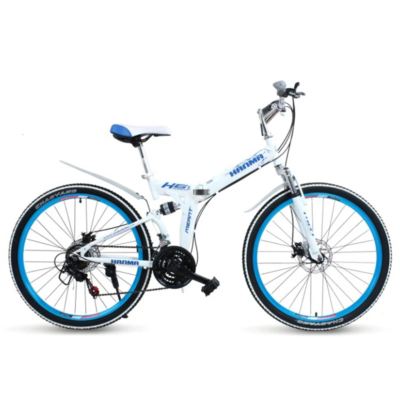 24/26 inch folding mountain bike 21 speed front and rear suspension machinery disc brake commuter commuter male and female stude