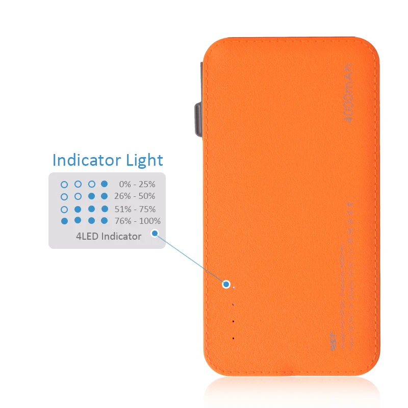 WST Power Bank 4000mAh With Built in Cable Portable Battery Charger Colorful Ultra Thin Slim External Batteries Pack for Mobile