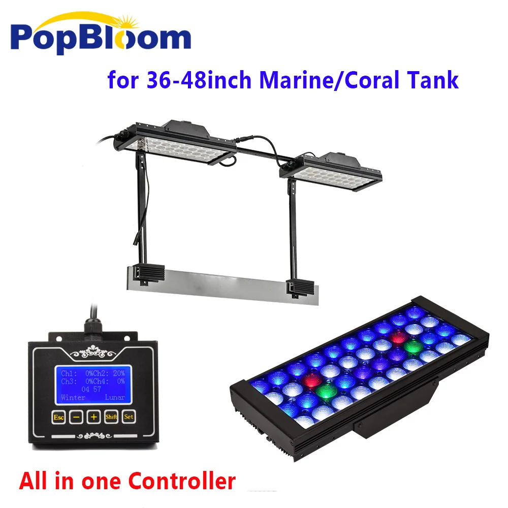 

PopBloom led aquarium lighting led lights for marine tanks acuario marino full spectrum sunrise sunset smart led lamp MH3BP2