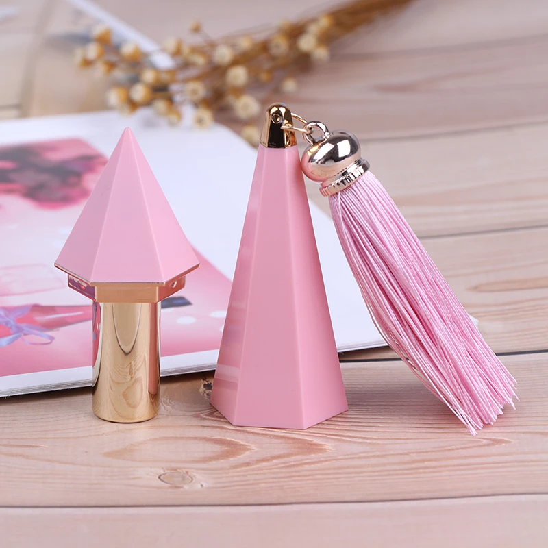 1 Pc Empty Lipstick Tube Diamond Dark Blue Lip Balm Tubes Taper Shape DIY With Tassel