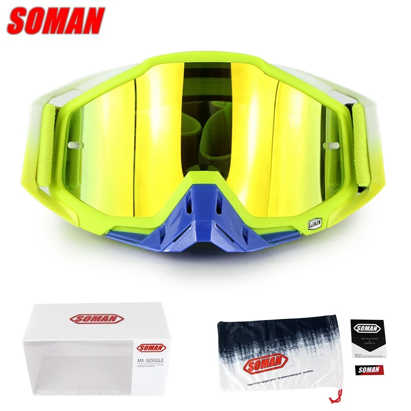 Ракрафт серии мотокросса мужские и женские мотоциклетные очки шлем внедорожные очки Soman SM11 - Цвет: Green suits
